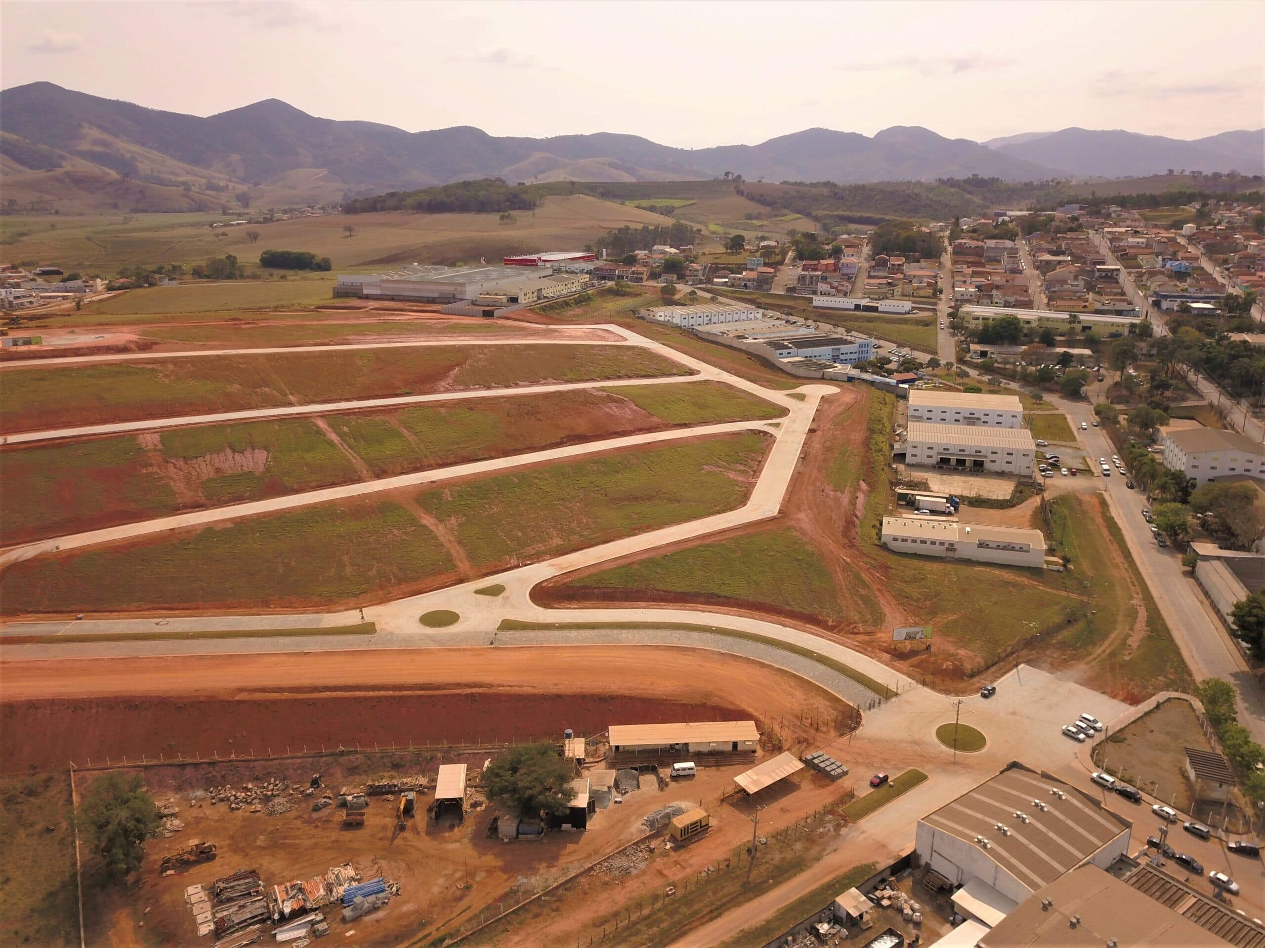 Vista aérea de drone do loteamento