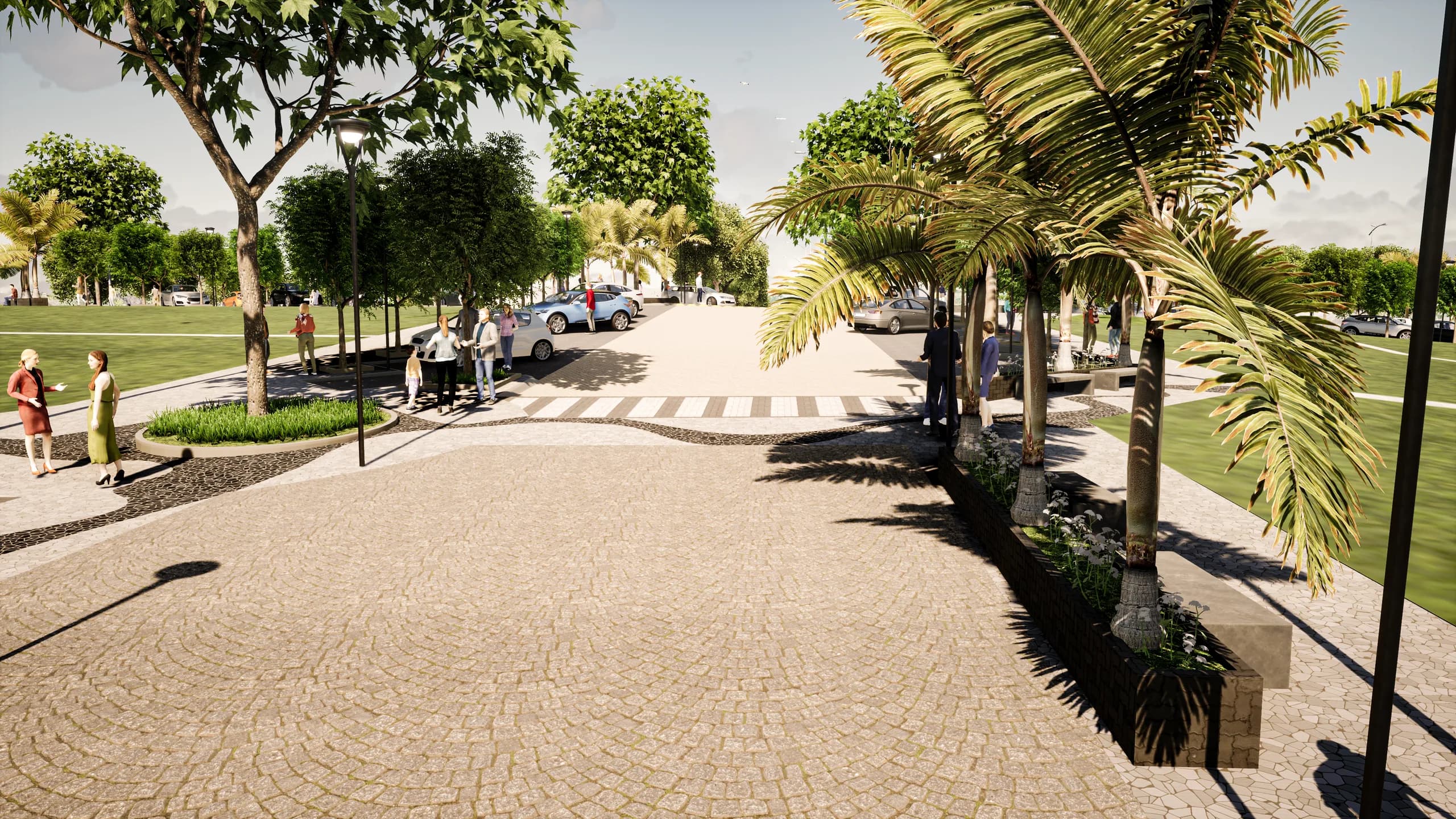 Maquete eletrônica do boulevard do loteamento