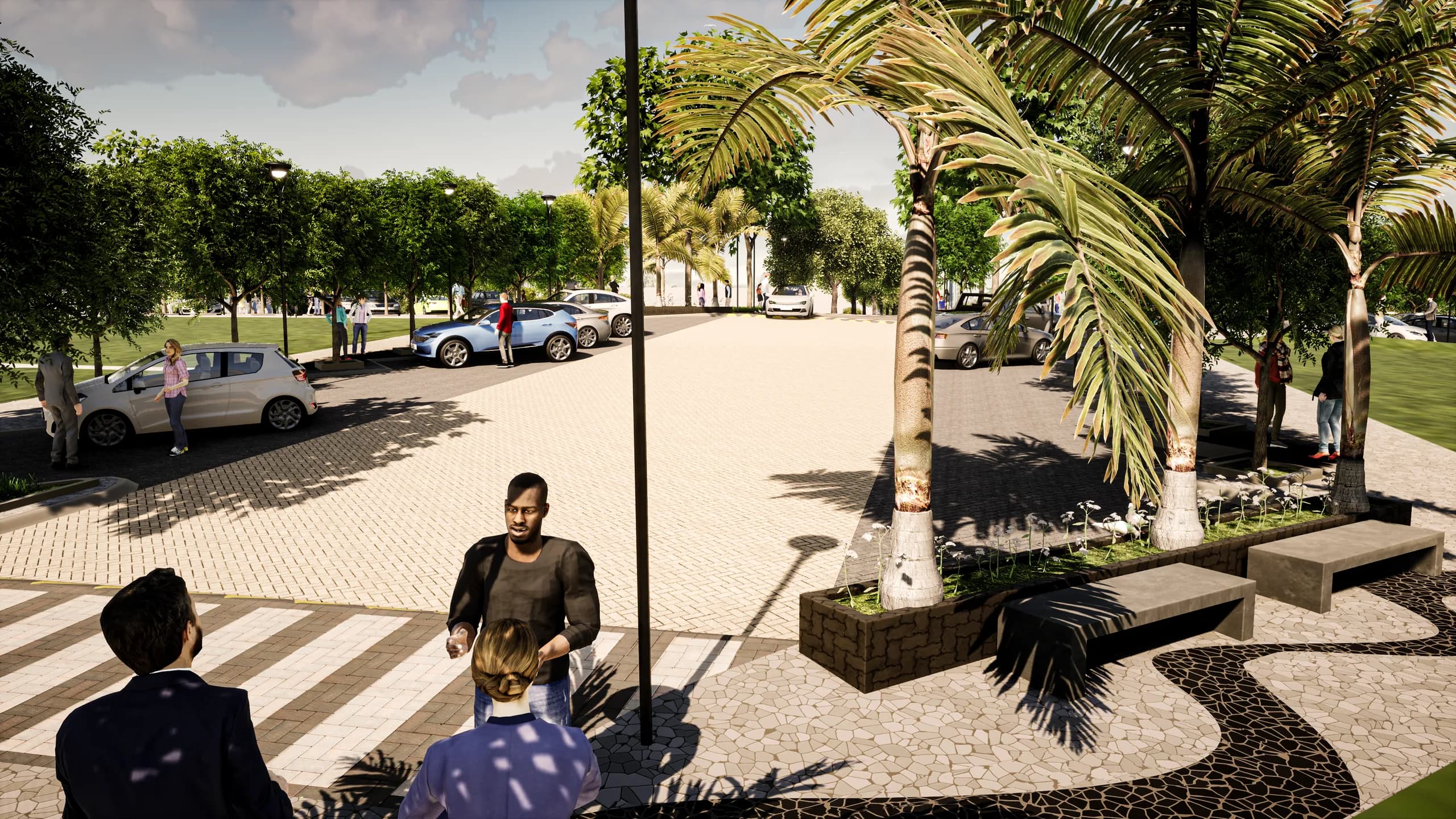 Maquete eletrônica do boulevard do loteamento