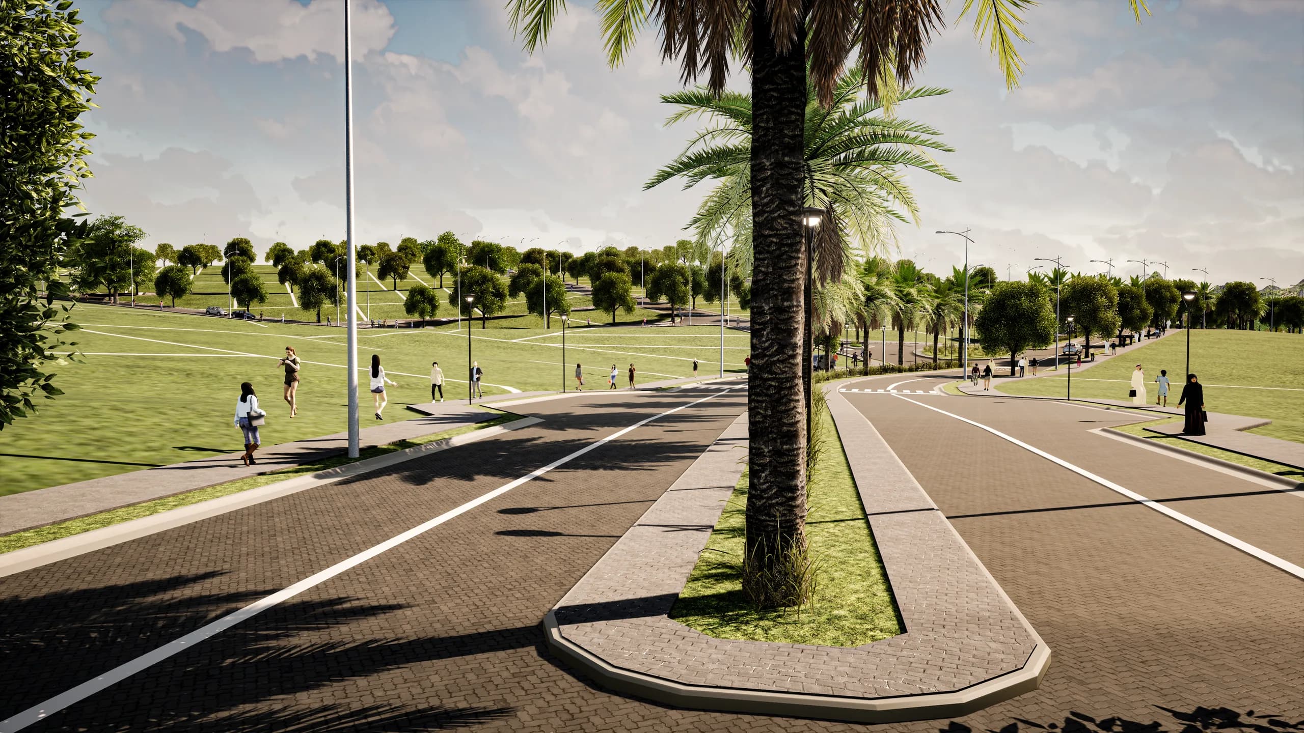 Maquete eletrônica da rotatória com paisagismo