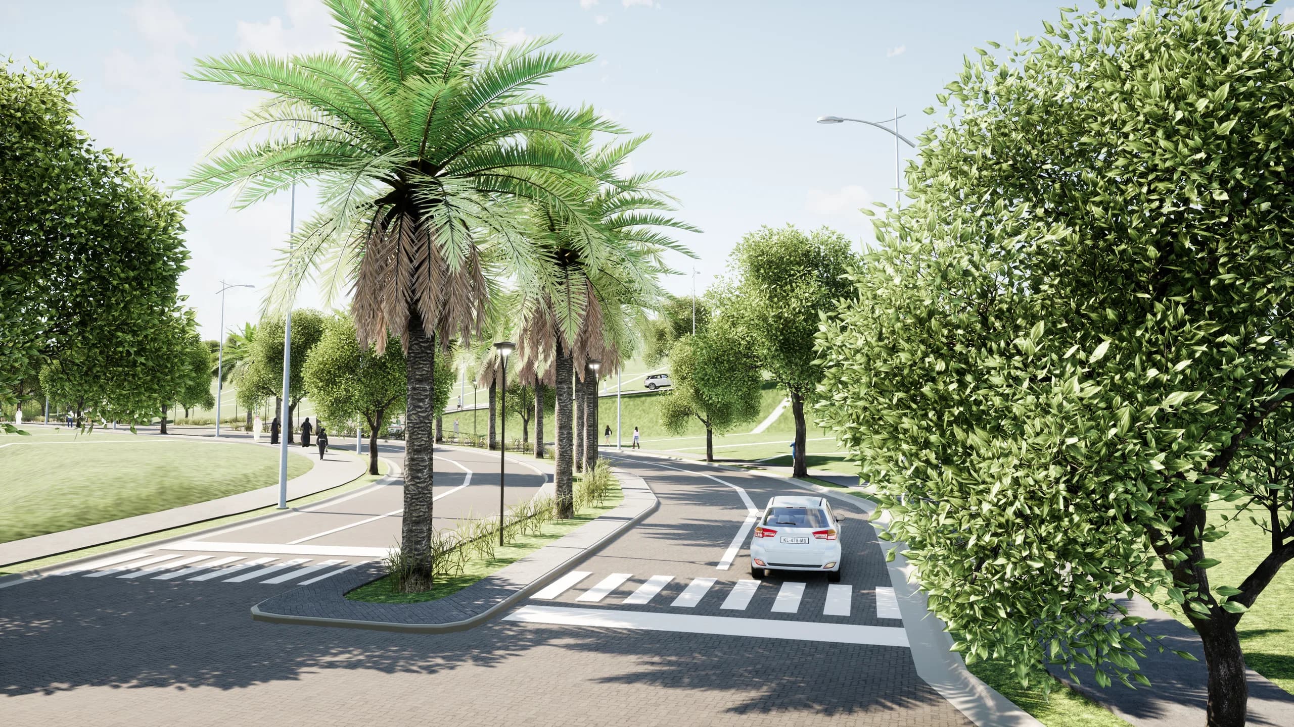 Maquete eletrônica de avenida arborizada do loteamento